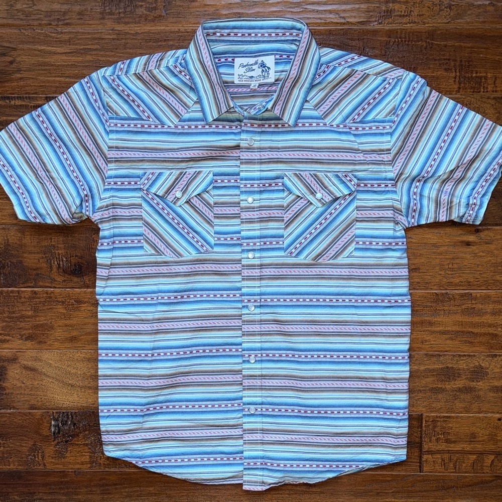 Pendleton Men's Multicolor Striped Button Down Shirt with Pearl snap buttons, M - Picture 1 of 7